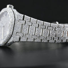 Rehan Jewels Audemars Piguet Swiss Eta Movement Full White Ice Out Moissanite Diamond Make Dial Plate In Arbic