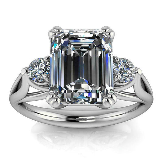 3 Carat Emerald Cut Diamond Engagement Ring For Women, Wedding Ring, Three Stone Ring