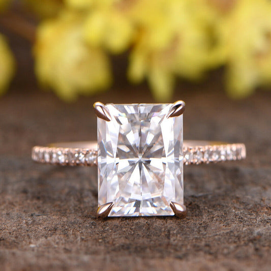 3 Carat Radiant Cut CVD Lab Grown Diamond Engagement Ring for Women, Solitaire Accents Anniversary Gifts, Wedding Ring