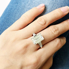 Carat Emerald Ring, Three Stone Engagement Ring for Women, Anniversary Gifts For Her, Wedding Ring