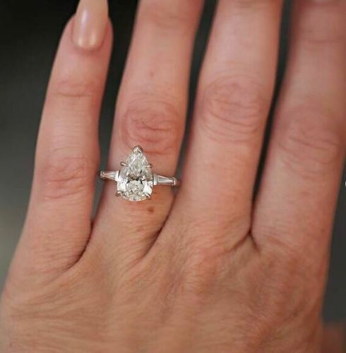3.5 Carat Pear CVD Lab Grown Diamond Engagement Ring for Women, Three Stone Ring, Christmas Gifts, Wedding Ring