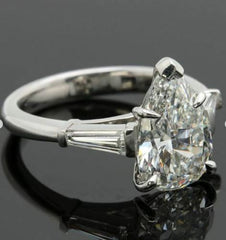 3.5 Carat Pear CVD Lab Grown Diamond Engagement Ring for Women, Three Stone Ring, Christmas Gifts, Wedding Ring