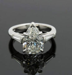3.5 Carat Pear CVD Lab Grown Diamond Engagement Ring for Women, Three Stone Ring, Christmas Gifts, Wedding Ring