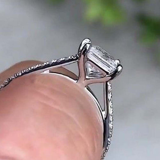 2 Carat Princess Cut CVD Lab Grow Diamond Engagement Ring for Women, Solitaire Accents Wedding Ring, Christmas Gifts