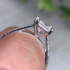 2 Carat Princess Cut CVD Lab Grow Diamond Engagement Ring for Women, Solitaire Accents Wedding Ring, Christmas Gifts