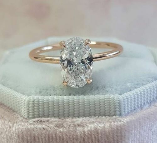 2.5 Carat Oval Cut CVD Lab Grown Diamond Engagement Ring for Women, Solitaire Ring, Christmas Gifts, Wedding Ring