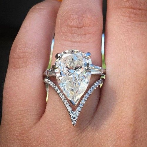 3.5 Carat Pear CVD Lab Grown Diamond Engagement Ring for Women, Three Stone Ring, Christmas Gifts, Wedding Ring
