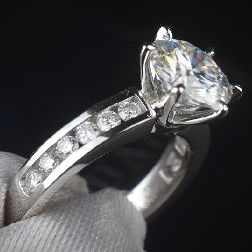 3 Carat Round Cut CVD Lab Grown Diamond Engagement Ring for Women Channel Setting Wedding Ring, Christmas Gifts