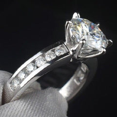 3 Carat Round Cut CVD Lab Grown Diamond Engagement Ring for Women Channel Setting Wedding Ring, Christmas Gifts