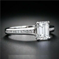 2 Carat Emerald Ring CVD Lab Grown Diamond Engagement Ring For Women, Solitaire Accents Anniversary Gifts, Wedding Ring