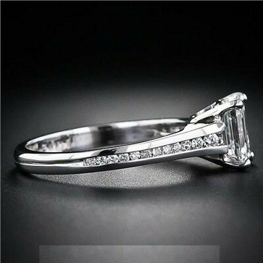 2 Carat Emerald Ring CVD Lab Grown Diamond Engagement Ring For Women, Solitaire Accents Anniversary Gifts, Wedding Ring