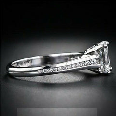 2 Carat Emerald Ring CVD Lab Grown Diamond Engagement Ring For Women, Solitaire Accents Anniversary Gifts, Wedding Ring