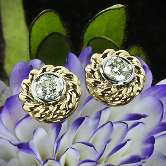 2 TCW Round Cut Diamond Stud Earrings For Women, Bezel Earrings, Unique Earrings, Christmas Gifts, Push Back Earrings