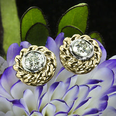 2 TCW Round Cut Diamond Stud Earrings For Women, Bezel Earrings, Unique Earrings, Christmas Gifts, Push Back Earrings