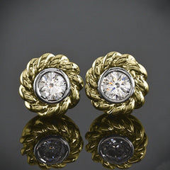 2 TCW Round Cut Diamond Stud Earrings For Women, Bezel Earrings, Unique Earrings, Christmas Gifts, Push Back Earrings