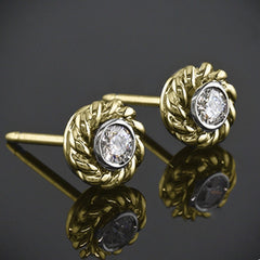 2 TCW Round Cut Diamond Stud Earrings For Women, Bezel Earrings, Unique Earrings, Christmas Gifts, Push Back Earrings