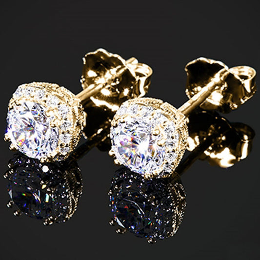 3.30 TCW Round Cut Diamond Halo Earrings For Women, Wedding Earrings, Handmade Earrings, Christmas Gifts