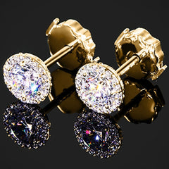 3.30 TCW Round Cut Diamond Stud Earrings For Women, Halo Earrings, Christmas Gifts, Anniversary Gifts