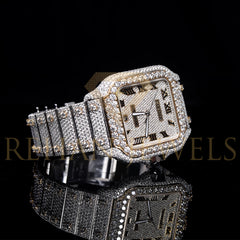 Rehan Jewels Cartier Swiss Eta Automatic Movement Full White Ice Out Moissanite Diamond Watch And Make Rose Collet