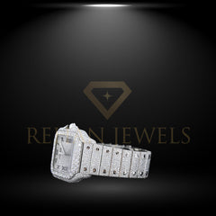 Rehan Jewels Cartier Swiss Eta Automatic Movement Full White Ice Out Moissanite Diamond Watch