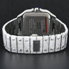 Rehan Jewels Cartier Swiss Eta Automatic Movement Full White Ice Out Moissanite Diamond Watch