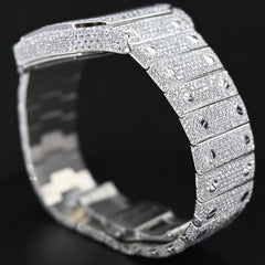 Rehan Jewels Cartier Swiss Eta Automatic Movement Bust Down Watch,100 %  Full White Ice Out Studded With Real VVS Moissanite Diamond Watch For Men