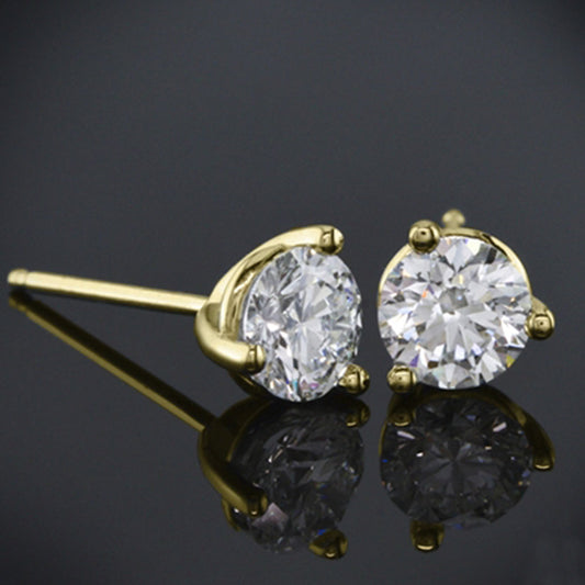 4 TCW Round Cut Diamond Stud Earrings For Women, Christmas Gifts, Anniversary Gifts, Handmade Earrings