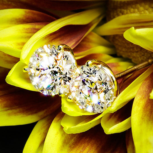 4 TCW Round Cut Diamond Stud Earrings For Women, Christmas Gifts, Anniversary Gifts, Handmade Earrings