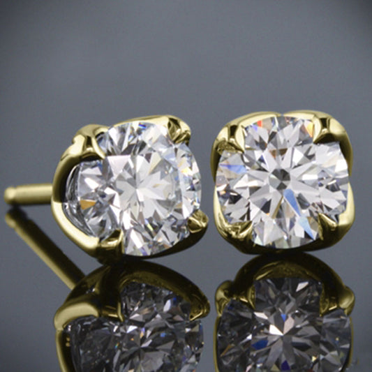 5 TCW Round Cut Diamond Stud Earrings For Women, Christmas Gifts, Anniversary Gifts, Handmade Earrings