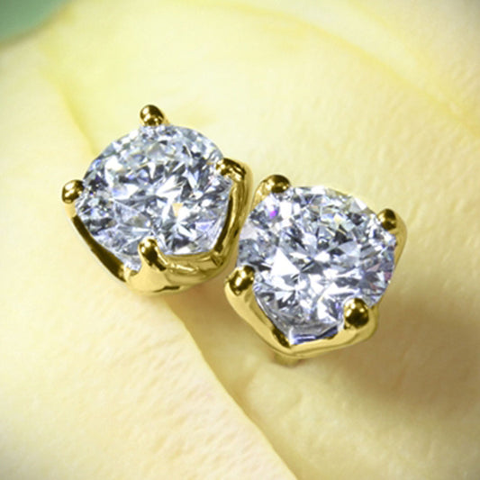 5 TCW Round Cut Diamond Stud Earrings For Women, Christmas Gifts, Anniversary Gifts, Handmade Earrings