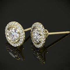 3.30 TCW Round Cut Diamond Stud Earrings For Women, Christmas Gifts, Halo Earrings, Anniversary Gifts