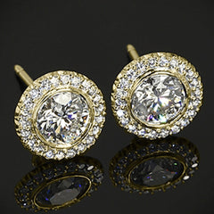 3.30 TCW Round Cut Diamond Stud Earrings For Women, Christmas Gifts, Halo Earrings, Anniversary Gifts