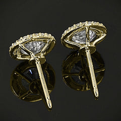 3.30 TCW Round Cut Diamond Stud Earrings For Women, Christmas Gifts, Halo Earrings, Anniversary Gifts