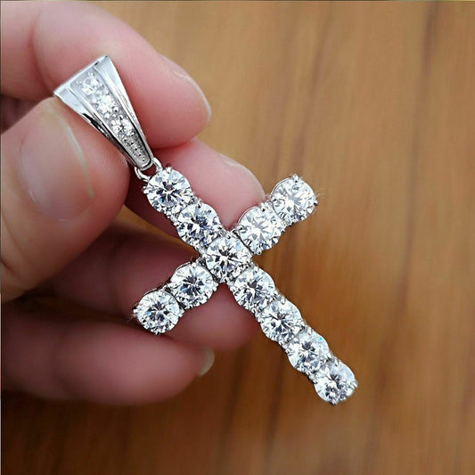 2.75 TCW Round Cut Diamond Charm Pendant For Women, Cross Pendant, Anniversary Gifts, Christmas Gifts