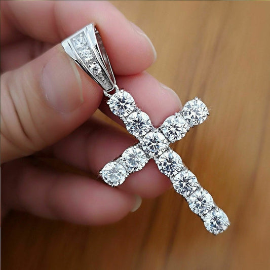 2.75 TCW Round Cut Diamond Charm Pendant For Women, Cross Pendant, Anniversary Gifts, Christmas Gifts