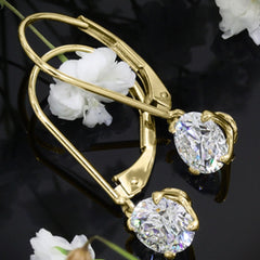 3 TCW Round Cut Diamond Hoop Earrings For Women, Dangle Earrings, Christmas Gifts, Anniversary Gifts