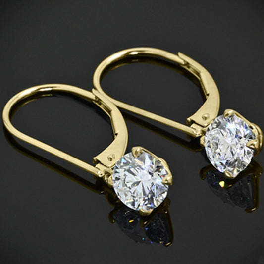 3 TCW Round Cut Diamond Hoop Earrings For Women, Dangle Earrings, Christmas Gifts, Anniversary Gifts