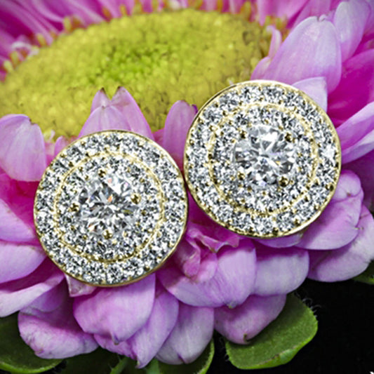 2.3 TCW Round Cut Diamond Stud Earrings For Women, Christmas Gifts, Anniversary Gifts, Halo Earrings