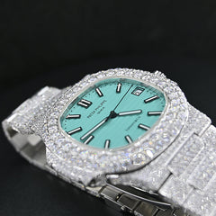 Rehan Jewels Patek Philippe Swiss Eta Automatic Movement Orologio con diamanti VVS bianchi Moissanite Orologio di lusso 