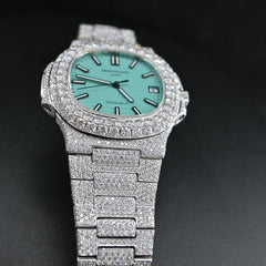 Rehan Jewels Patek Philippe Swiss Eta Automatic Movement Orologio con diamanti VVS bianchi Moissanite Orologio di lusso 