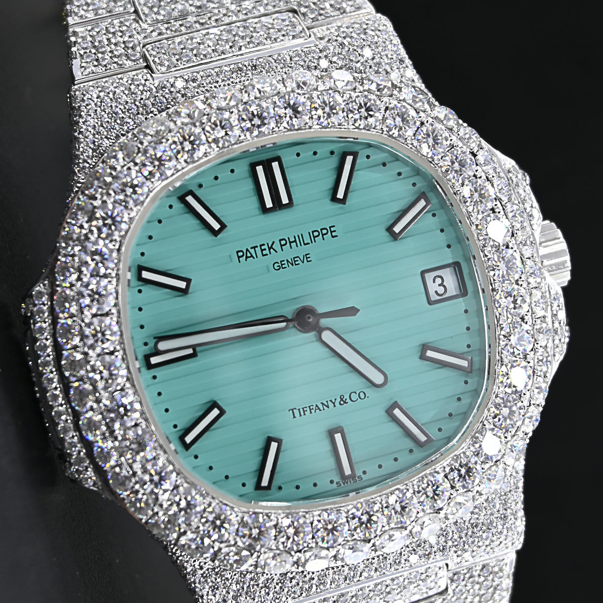 Rehan Jewels Patek Philippe Swiss Eta Automatic Movement Orologio con diamanti VVS bianchi Moissanite Orologio di lusso 