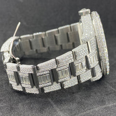 Rehan Jewels Rolex Arabic Dial Plate Swiss Eta Automatic Movement Full Ice Out Real VVS Moissanite Round Diamond & Baguette Watch Luxurious Watch